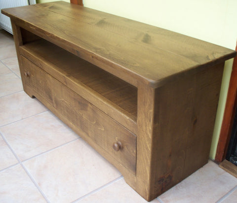 Real solid wood rustic plank pine 1 DRAWER TV STAND Entertainment unit